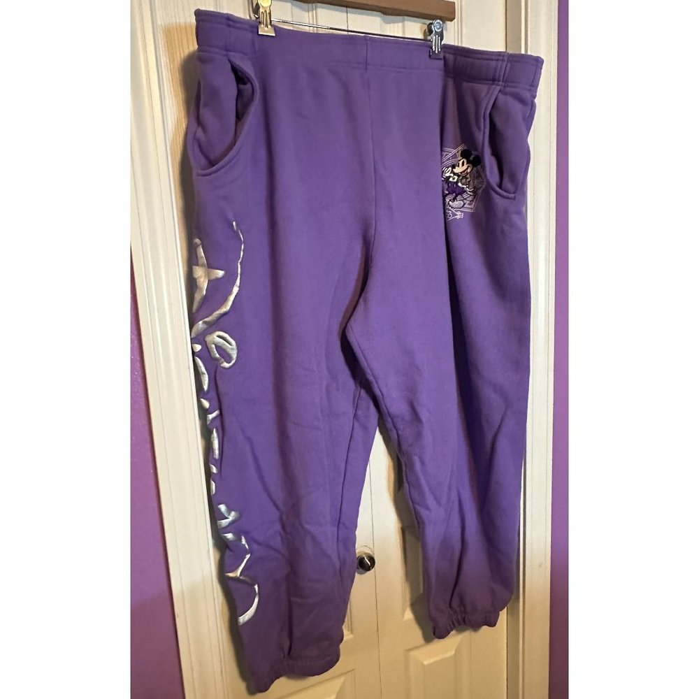 Disney 100 Purple Embroidered Sweatpants Limited Edition